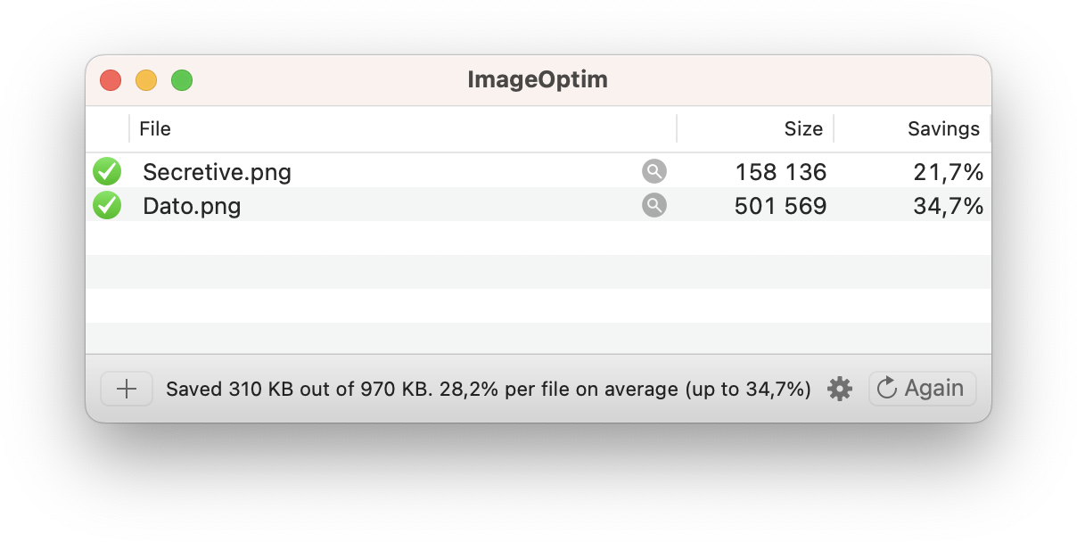 Screenshot of ImageOptim settings